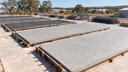 Slabs curing on the casting beds